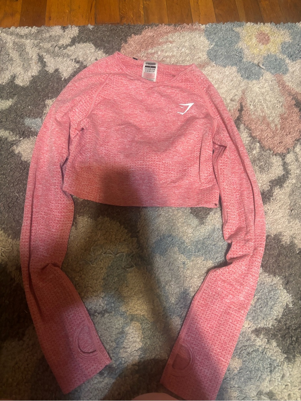 Gymshark Pink Marled Long-Sleeve Cropped Top